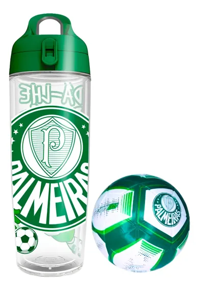 Garrafa De Água Squeeze Palmeiras 600ml Produto Oficial Verde