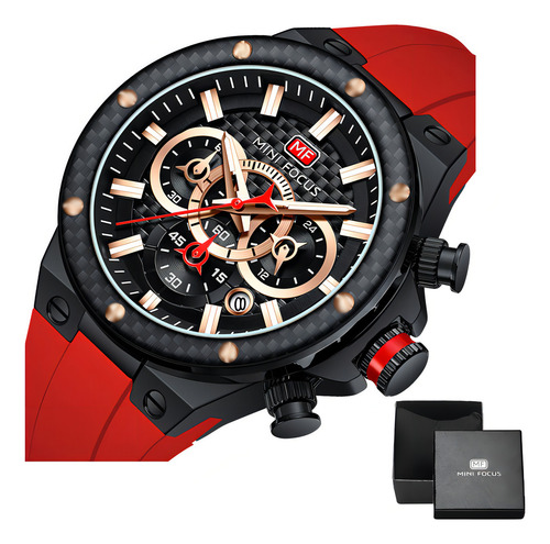 Reloj Cronógrafo De Cuarzo Luminous Mini Focus, Color De La Correa: Rojo