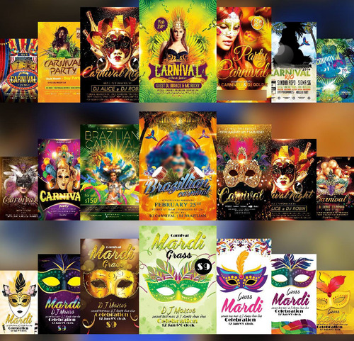 50 Flyers De Carnaval Psd Photoshop+bônus