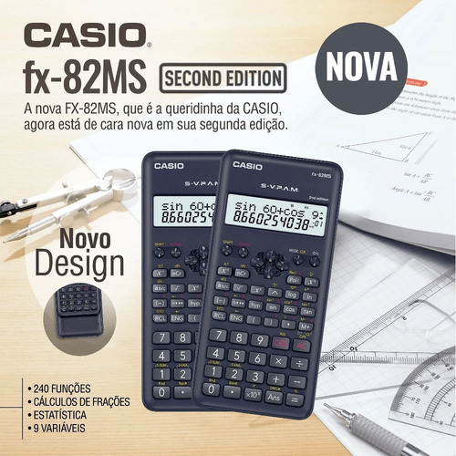 3 Calculadora Científica Casio Fx-82ms 2nd Edit 240 Funções