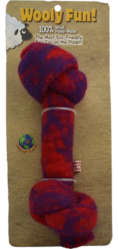 One Pet Planet Wool Kanuted Bone Chew Toy, 8.5 Pulgadas, Roj