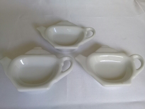 Platicos Para Bolsitas De Té. Porcelana Blanca. Juego De 2.