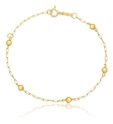 Pulseira De Bolinha Infantil Em Ouro Amarelo - 14cm