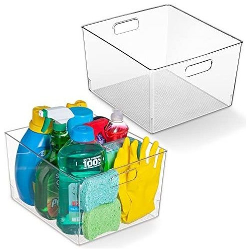 Clear Plastic Storage Bins  Xl 2 Pack   Kitchen Organiz...