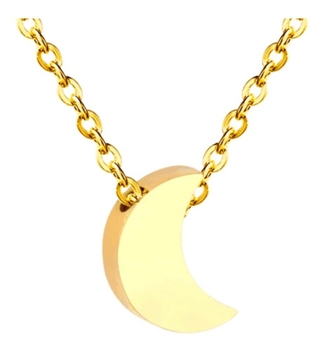 Collar Mujer Luna Mini Minimalista Dorado Acero Inoxidable