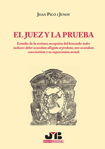 El Juez Y La Prueba., De Joan Picó I Junoy. Editorial J.m. Bosch Editor, Tapa Blanda, Edición 1 En Español, 2007