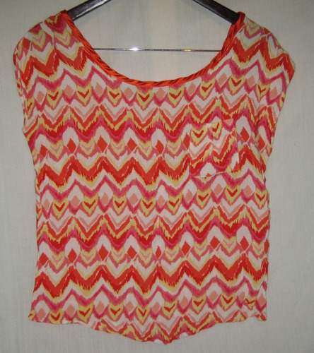 Remera Blusa De Fibrana Estampada Color Naranja 