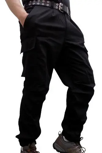 Pantalones Cargo Negros Gabardina Grafa Reforzados Con Puño | Envío gratis