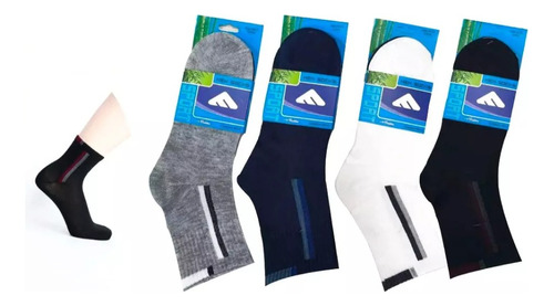 Pack 12 Calcetines Hombre Larga Surtido Deportiva Liso Bambú