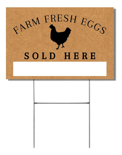 Cartel De Jardín Fresh Farm Eggs Sold Here | 18 X 12 Pulgada