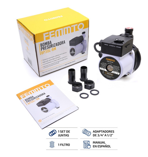 Imagen 3 de 3 de Bomba Presurizadora Femmto De Agua Automática 1/6hp 120 W