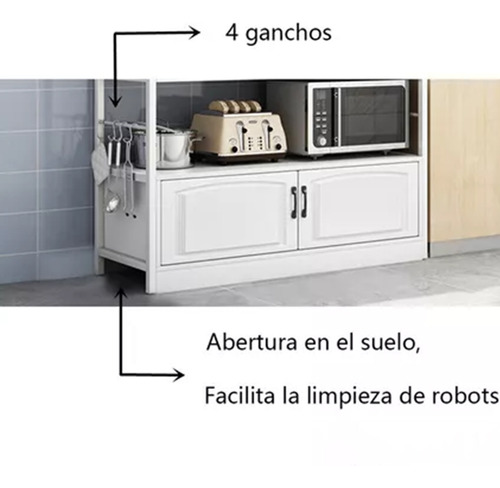 Alacena Armario Almacenamiento Cocina De 4 Nivele Microondas Color Blanco
