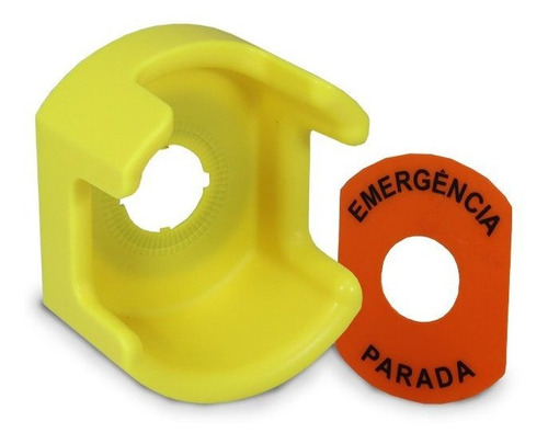 Proteção Guarda Alta P/botão Emergência 22mm Amarelo C/placa