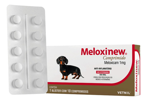 Anti-inflamatório Meloxinew - Meloxicam 1mg 10 Comprimidos