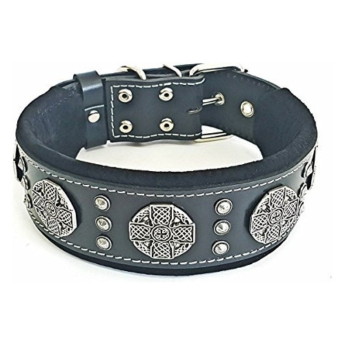 Bestia Maximus Collar De Perro De Piel Autentica, Razas Gran