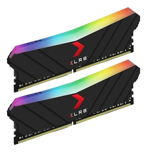 Memoria RAM XLR8 Gaming EPIC-X RGB gamer color negro 32GB 2 PNY MD32GK2D4320016XRGB