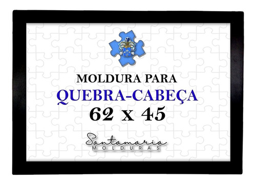 Moldura 62x45 P/ Quebra Cabeça Grow 1000 Peças Puzzle Preto