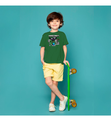 Playera Infantil Minecraft Videojuego Enemigos Estilo Casual