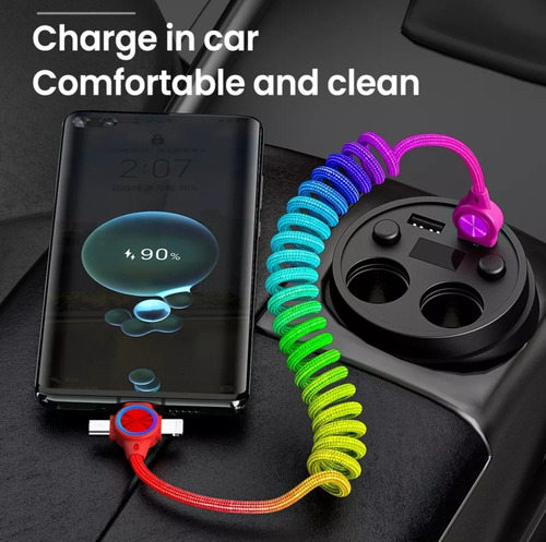 Imagen 2 de 4 de Cable Cargador Rápido Triple / Tipo C Micro Usb Lightning /
