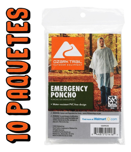 Impermeable Portatil Para Emergencias Ozark Trail Transparen
