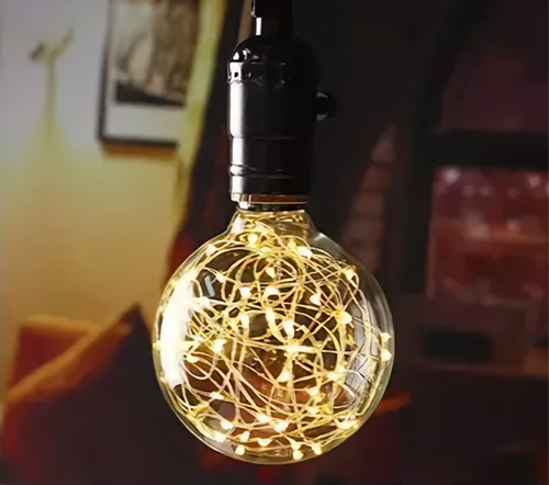 Imagen 2 de 4 de Bombillo Vintage Led Globo Tipo Luciernaga Color De La Luz Amarillo