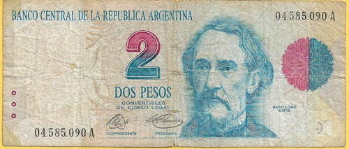 Argentina 2$ Convertibles 1er Diseño 1992 Bottero 3011 Usado