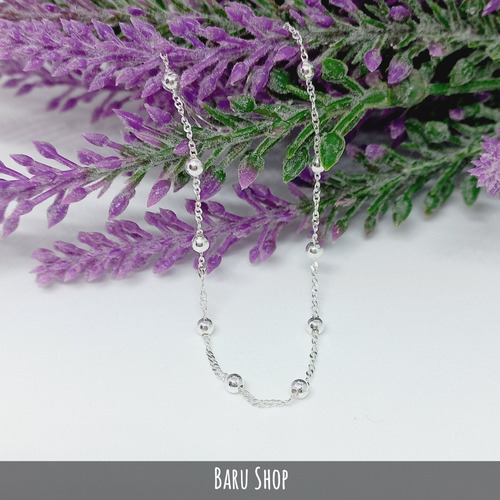 Imagen 4 de 9 de Pulsera Plata 925 Sellada Con Bolitas Eslabón Singapur