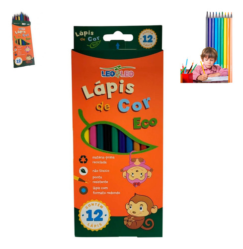 Comprar Kit 2 Caixas Lápis De Cor 12 Cores Grande Leo Eco