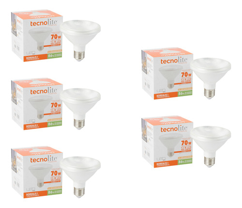 Set De 5 Focos Led Ahorradores 13w 3000k 900lm Tecnolite