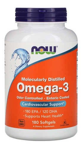 Now Foods Omega-3 Enteric 180 Sgels Sabor Sin Sabor