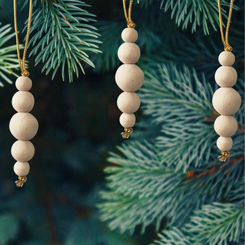 10 Piezas De Cuentas De Madera, Adornos Navideños Bohemios,
