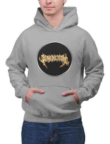 Poleron Unisex Benediction Concierto Simbolo Heavy Metal Estampado Algodon