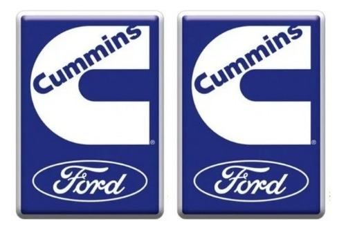 Par Adesivo Emblema Cummins F250 F350 F4000 Resinado Cor Azul-marinho