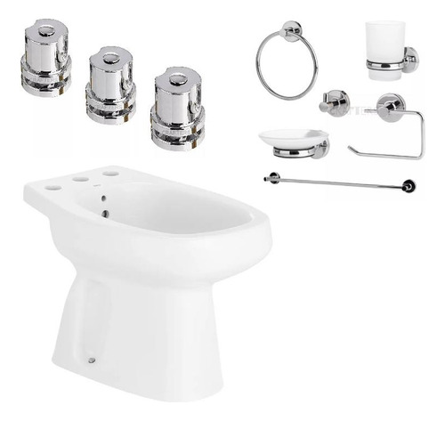 Juego Bidet Roca Mónaco + Grifería Peirano + Set Accesorios