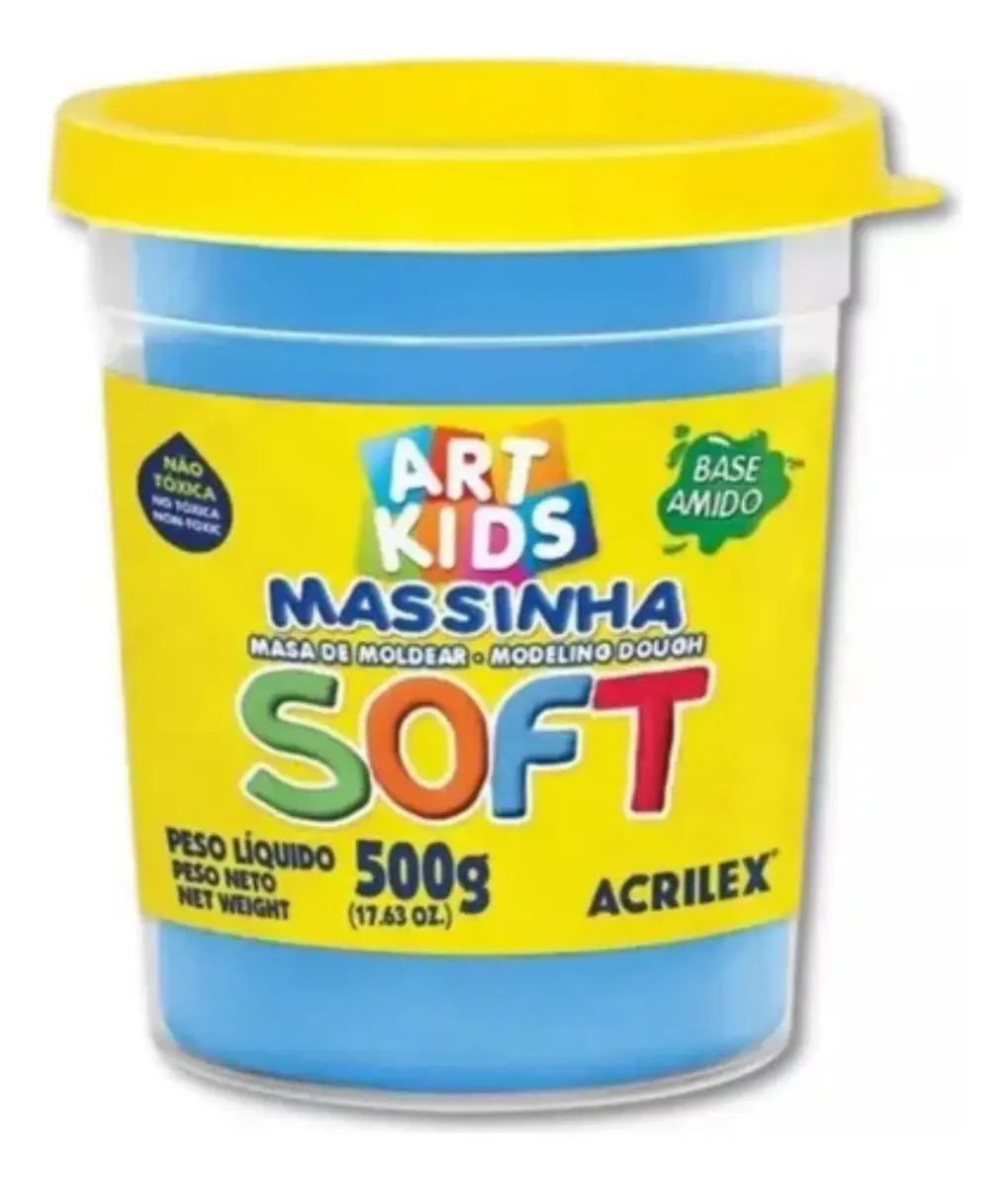 Massinha Modelar Soft Acrilex 500g Azul Para Crianças