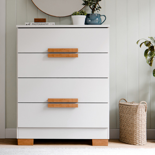 Cômoda Napoles De Madeira 4 Gavetas Para Quarto Pequeno Design Compacto E Funcional Cor Branco