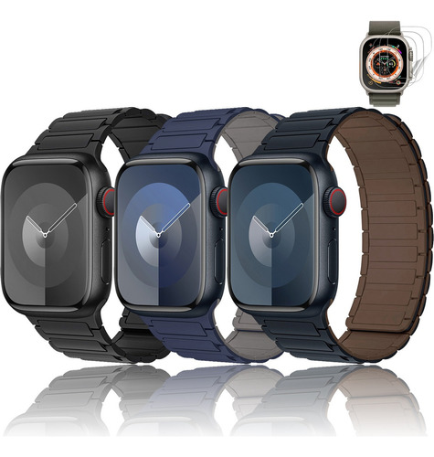 3 Correa Magnéticas Para Apple Watch Iwatch 9 8 7 6 Se Ultra