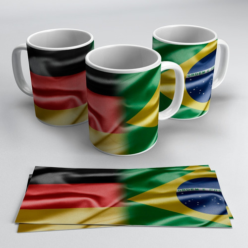 Caneca Porcelana Bandeira Brasil E Alemanha Intercâmbio