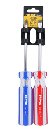 Juego 2 Desarmadores 1/4 Mango Pvc Transparente Pretul 20210