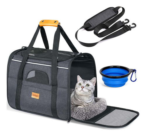 bolsa de transporte grande para pet gato Caes kit viagem Dobrável com carpete confortável 45×35×33