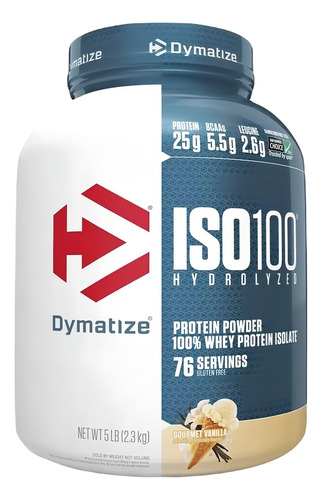 Iso 100 Whey Protein Dymatize, 2,26 Kg, Aislado Hidrolizado, Sabor A Vainilla Gourmet Vainilla Gourmet