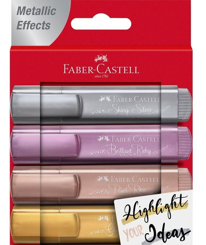 Imagen 1 de 2 de Resaltadores Metàlicos X 4 Faber Castell