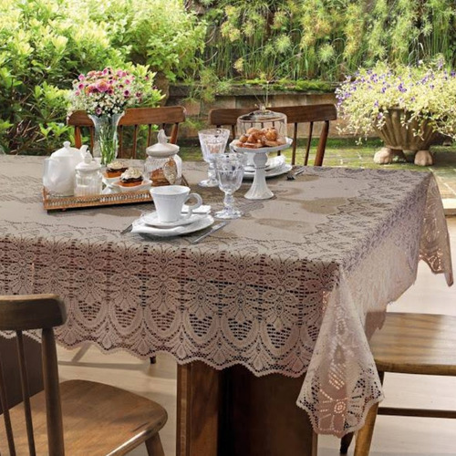 Toalha De Mesa Retangular Renda 220x150cm Premium Rendada