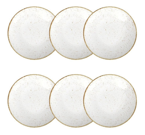 Conj 6 Prato Raso 96980/009 Rustico Marrom 28cm Tramontina Cor Branco