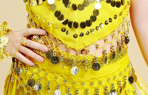 Roupa De Dança Do Ventre Amarela Odalisca Completa 7 Peças