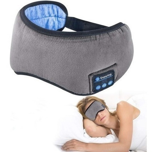 Tapa Olho Máscara Dormir Fone Ouvido Bluetooth Confortável Cor Azul