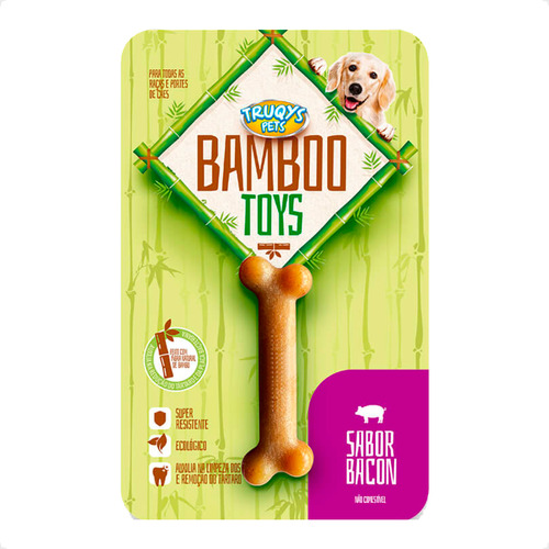 Brinquedo Mordedor Osso Bamboo I Para Cães Sabor Bacon Tam G