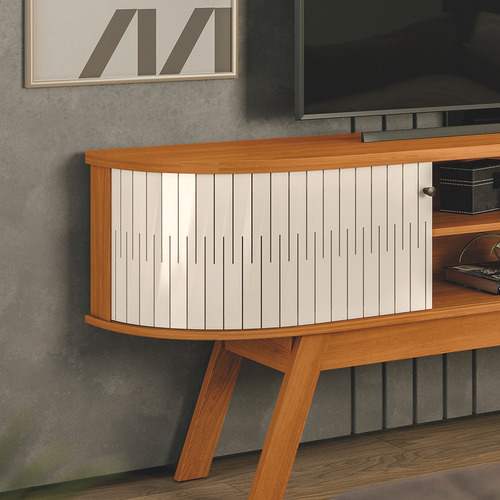 Mueble Para Tv 75 Mod Valencia Color Cinamomo/blanco Off White