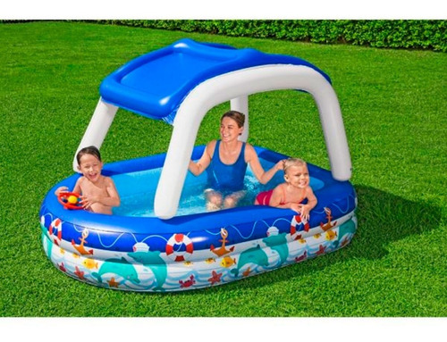 Imagen 6 de 7 de Alberca Inflable Infantil En Forma De Lancha/bote Con Techo