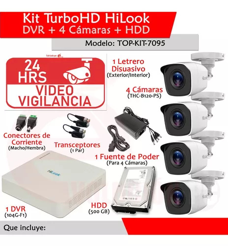 Rmt172 Kit Videovigilancia Hilook Dvr 4 Camaras + Hdd 500 Gb